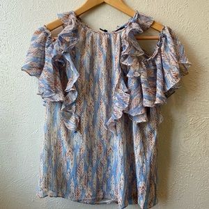 NWT Miss Me Ruffle Cold Shoulder Top Size Small